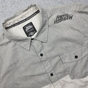 Hart and Huntington Men's XL Short Sleeve Button Up Shirt Two Tone Gray White